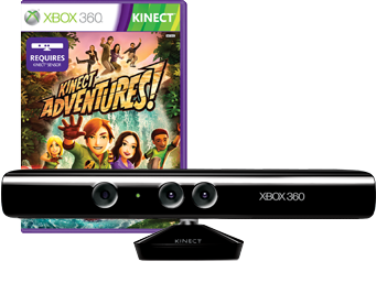 XBOX 360 Kinect + Adventures Games Bundle Set